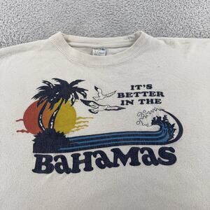 Vintage Bahamas Shirt Mens 2XL Graphic Tee Palm Trees Travel Souvenir 80s